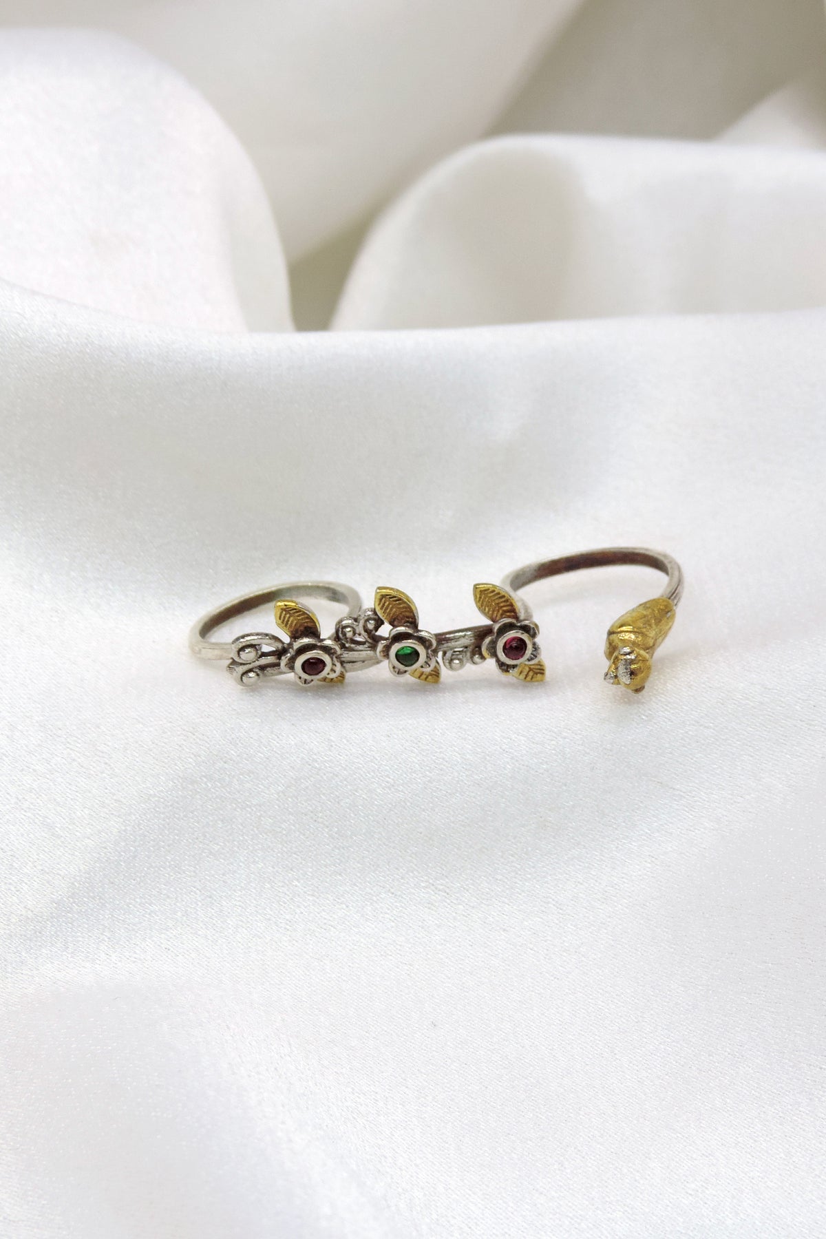 Oxidized Bird CZ AD Multicolor Ring