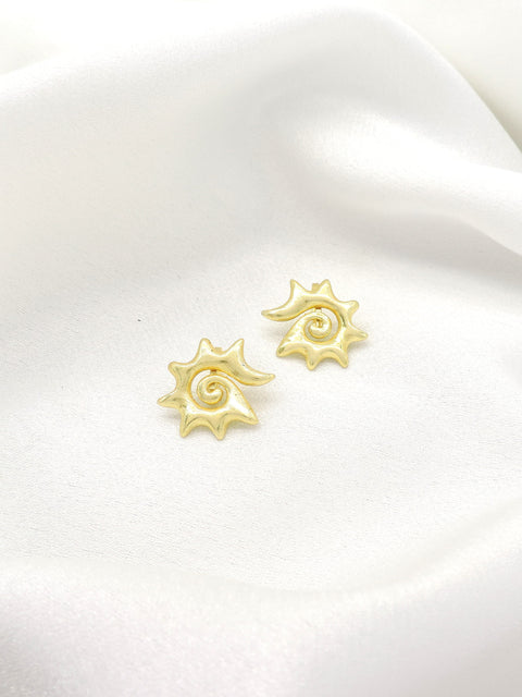 Gold-Plated Sun Spiral Ear Cuffs | Celestial No-Piercing Ear Wrap
