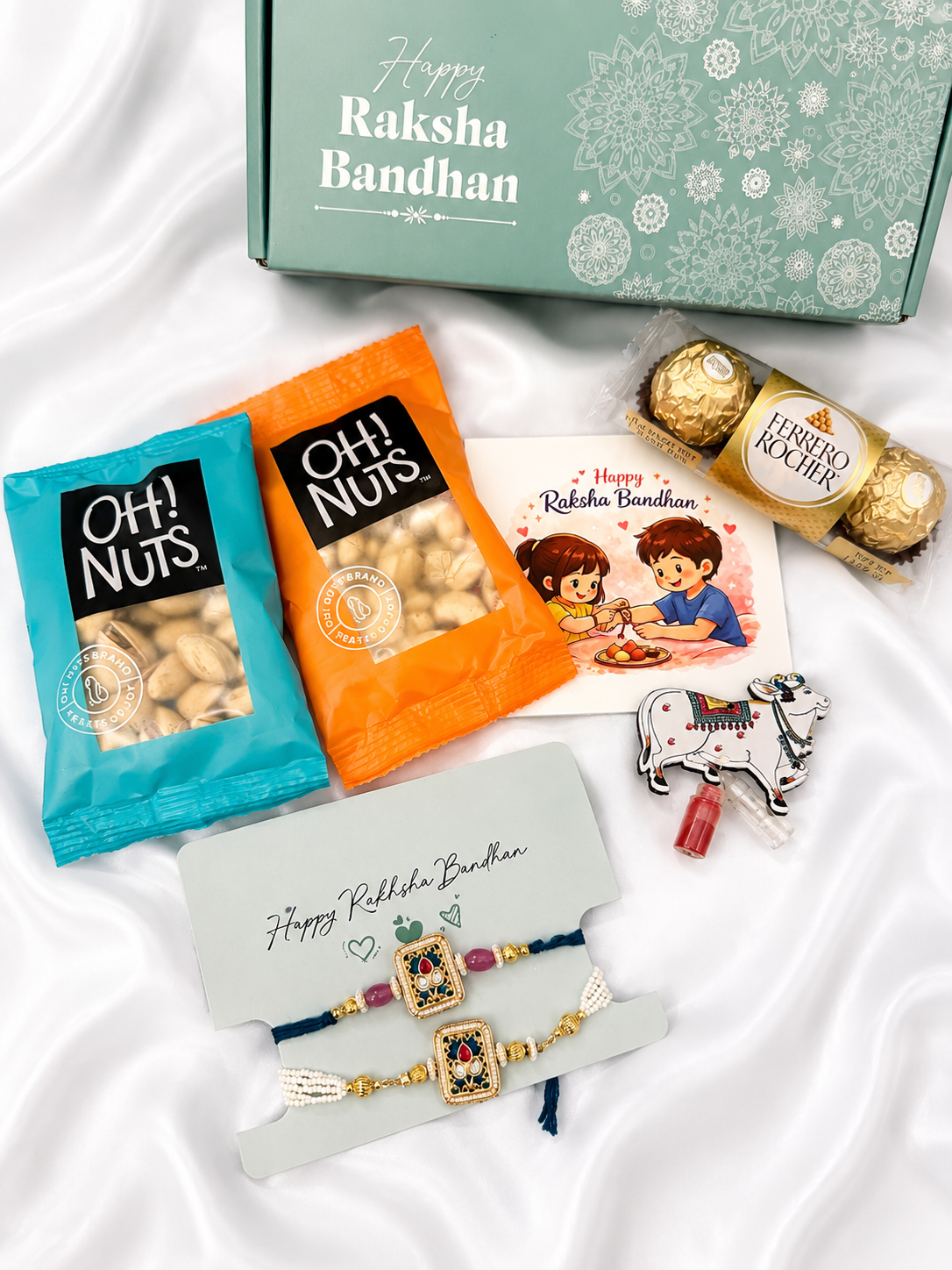 Premium Bhaiya Bhabhi Rakhi Gift Hamper – Couple Rakhi, Dry Fruits & Chocolates-FOR USA Shipping (Copy)