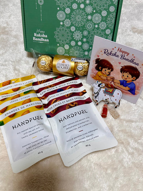 Premium Raksha Bandhan Gift Hamper with Dry Fruits, Ferrero Rocher FOR USA Shipping - Rakhi NOT INCLUDED