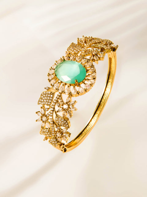 Emerald Floral Gold Statement Bracelet