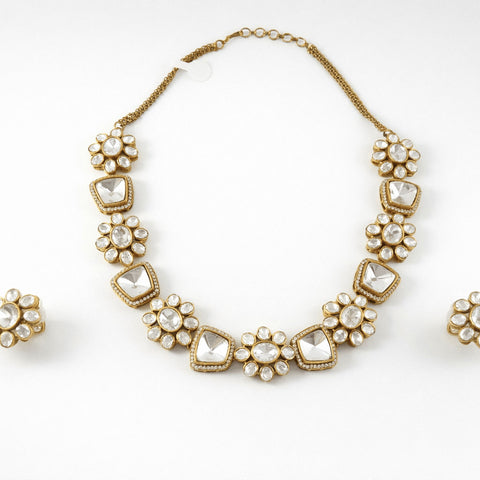 Classic Polki Floral Necklace Set | Joyrias