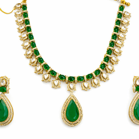Emerald Green Teardrop Necklace Set | Joyrias
