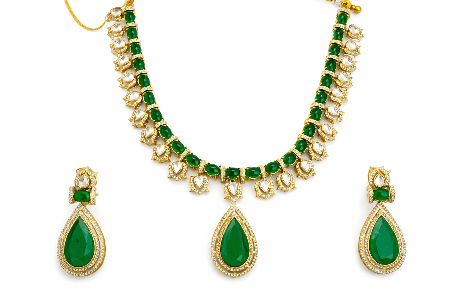 Emerald Green Teardrop Necklace Set | Joyrias