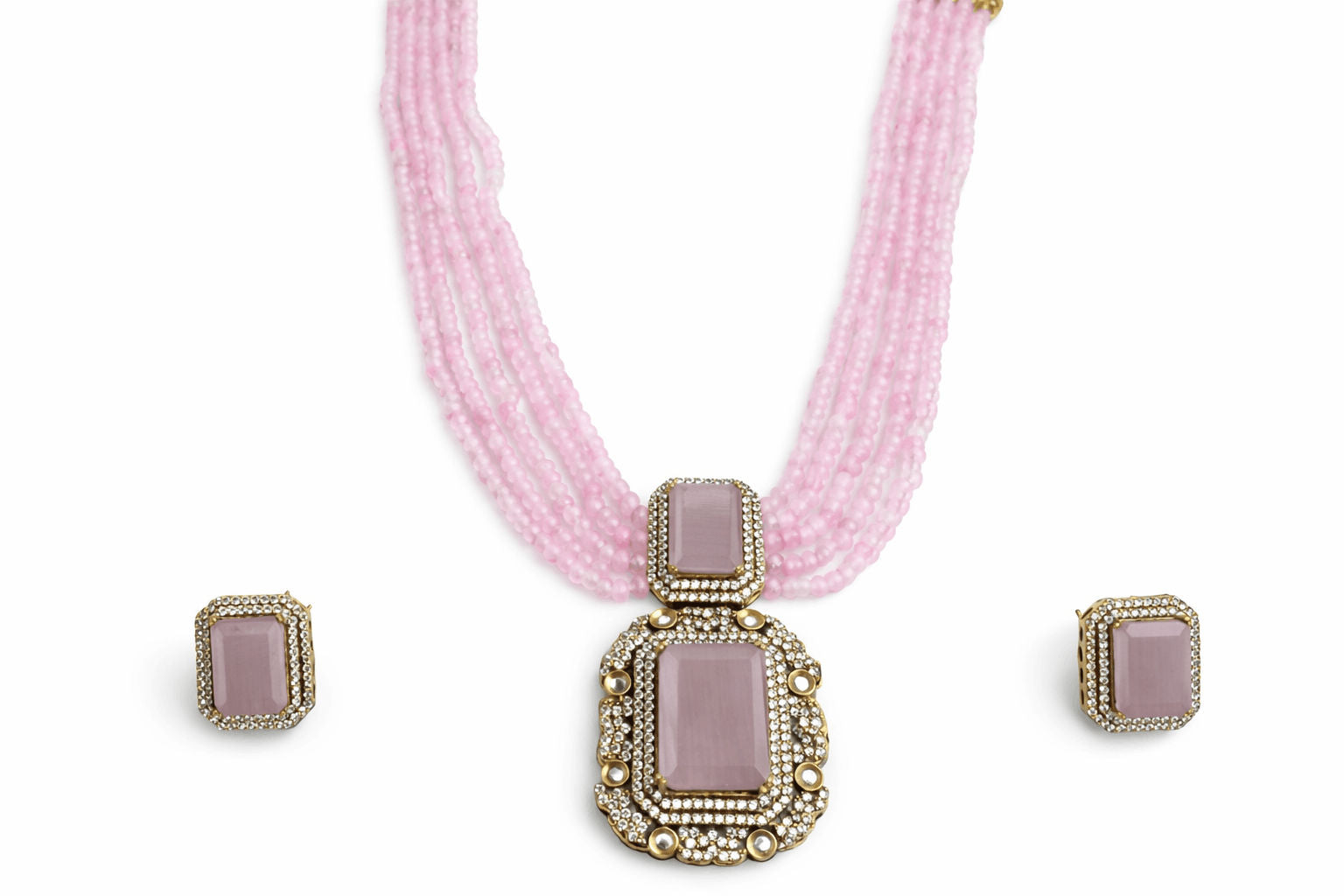 Pink Bead Statement Necklace Set | Joyrias