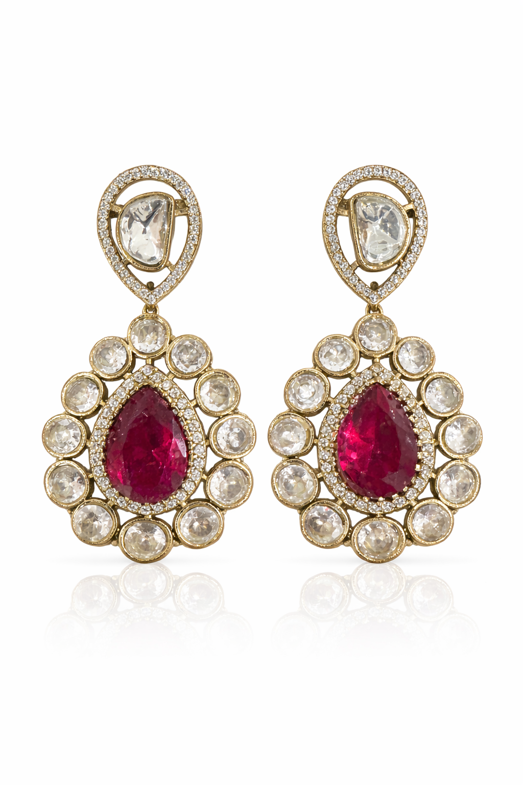 Blue Stone Kundan Drop Earrings – Traditional Indian Statement Earrings