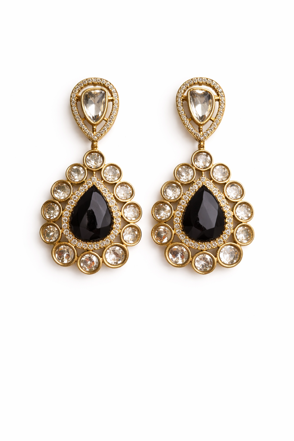 Blue Stone Kundan Drop Earrings – Traditional Indian Statement Earrings