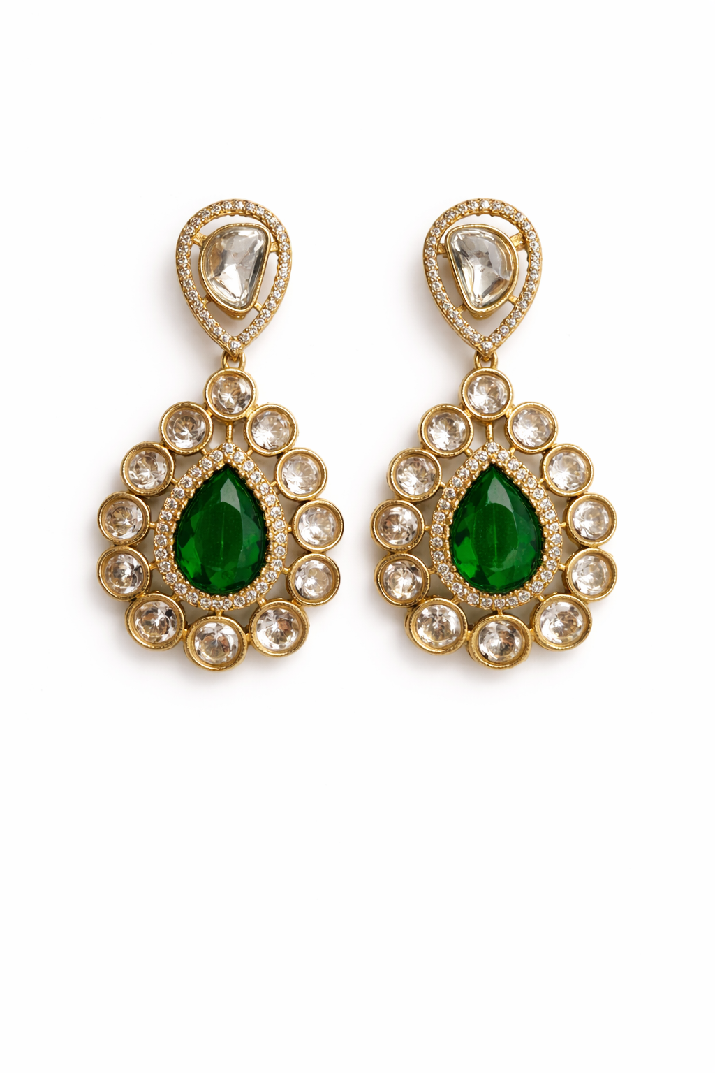 Blue Stone Kundan Drop Earrings – Traditional Indian Statement Earrings