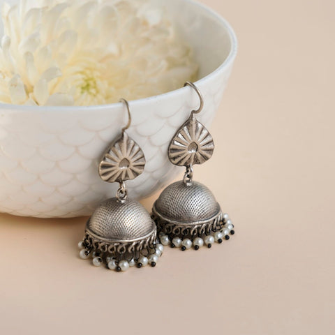 Silver jhumka earrings – lightweight Indian silver jhumka for weddings and festivals – Joyrias