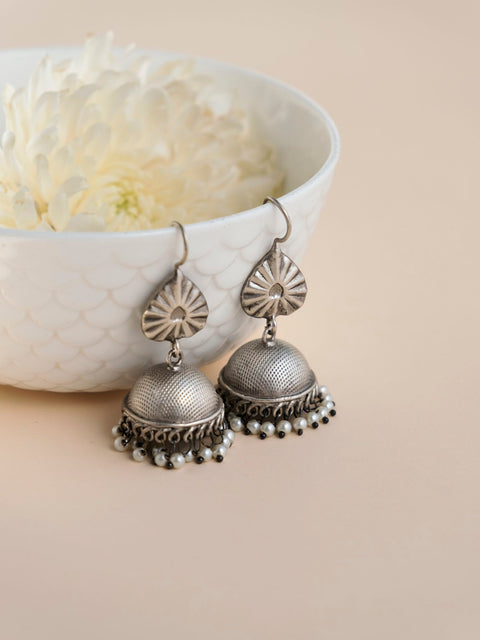Silver jhumka earrings – lightweight Indian silver jhumka for weddings and festivals – Joyrias