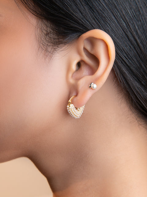 Heart shaped pearl hoop earrings – romantic pearl earrings for women USA – Joyrias