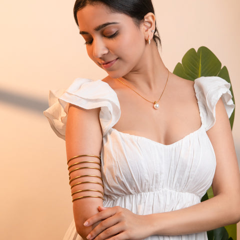 Coil armlet gold bracelet – Indian upper arm bangle armlet for women USA – Joyrias