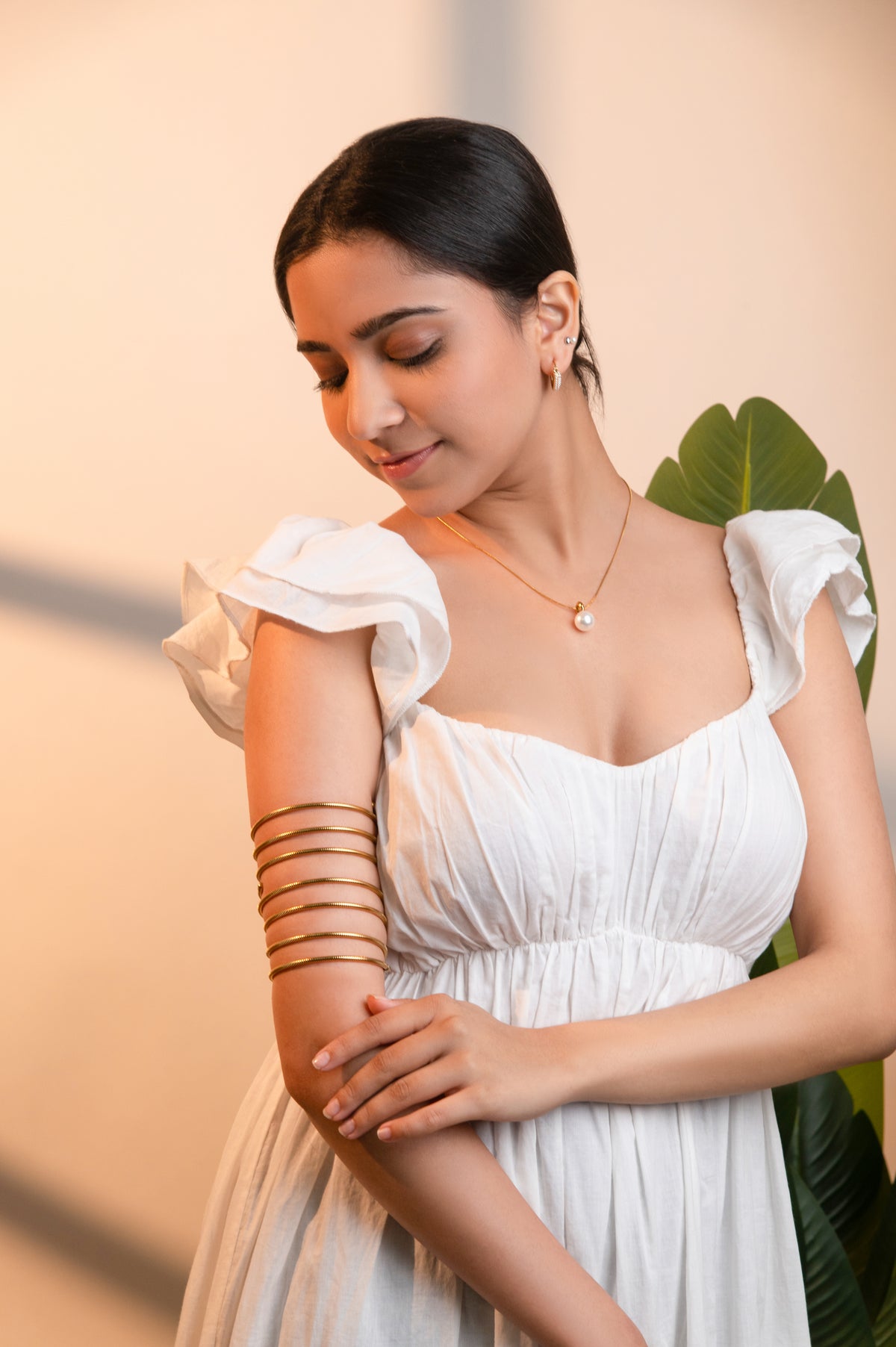 Coil armlet gold bracelet – Indian upper arm bangle armlet for women USA – Joyrias