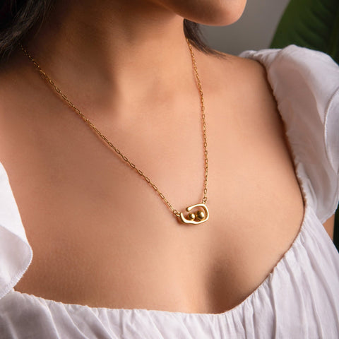 Gold pea pod necklace – nature inspired gold pendant necklace for women USA – Joyrias