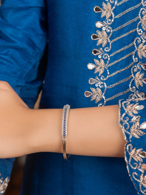 Silver Crystal Tennis Bangle Bracelet – Elegant Minimal Bracelet