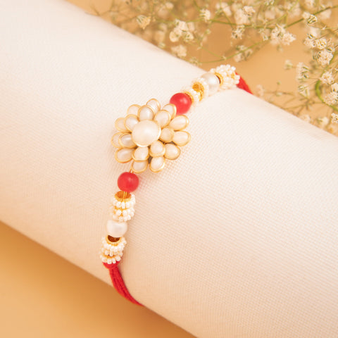 Pearl Floral Bhaiya Rakhi with Pearl | Joyrias