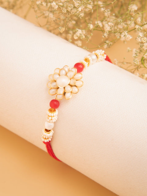 Pearl Floral Bhaiya Rakhi with Pearl | Joyrias