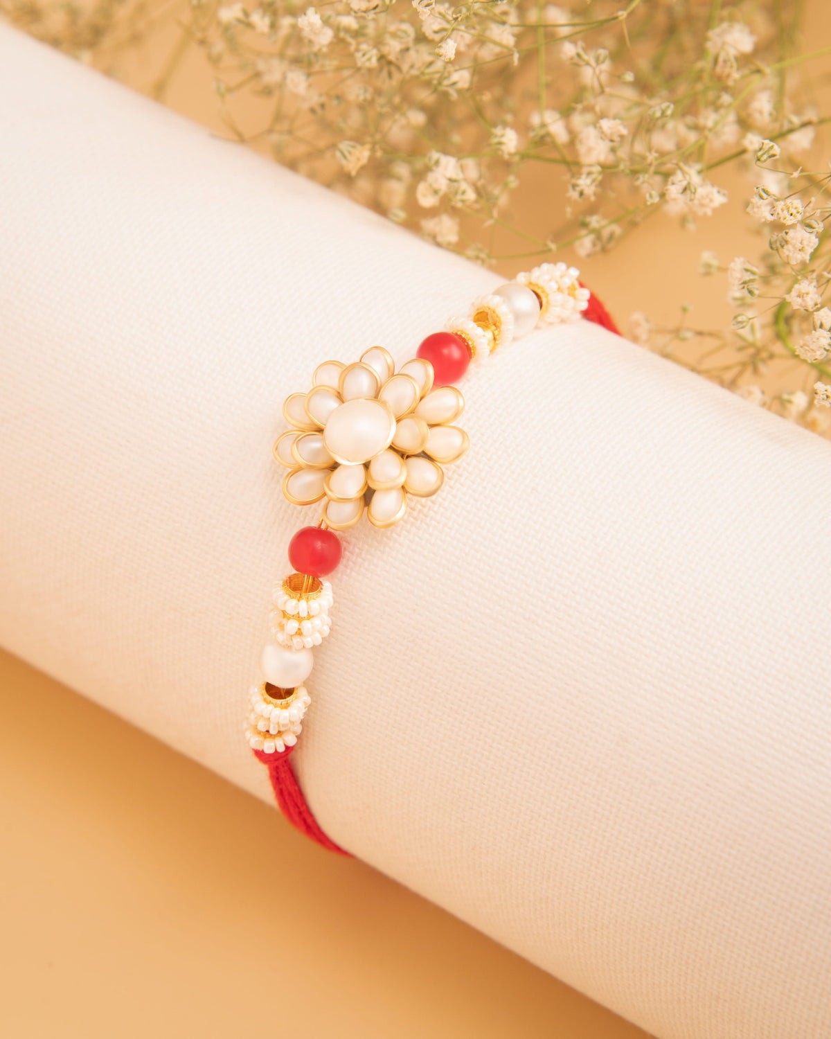 Pearl Floral Bhaiya Rakhi with Pearl | Joyrias