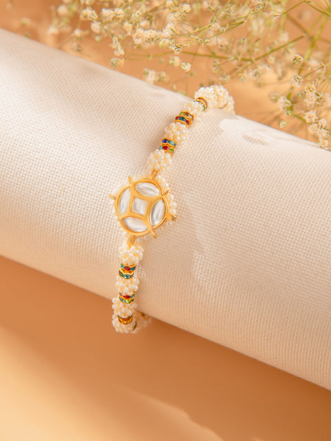 Pearl Kundan Bhaiya Rakhi by Joyrias