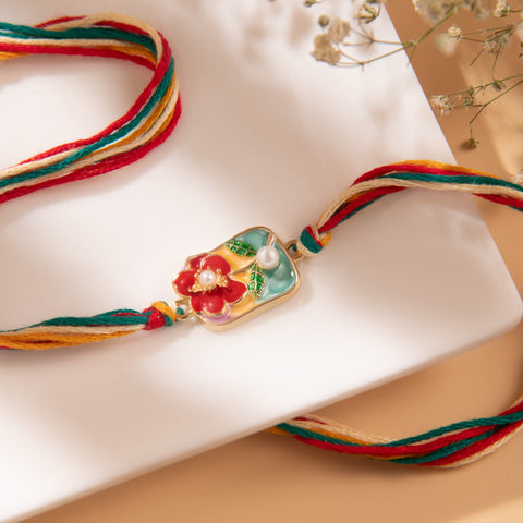Floral Pearl Bhaiya Rakhi by Joyrias