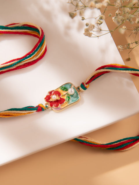 Floral Pearl Bhaiya Rakhi by Joyrias