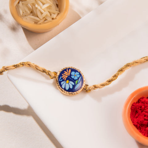 Blue Floral Thread Bracelet