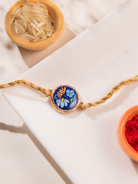 Blue Floral Thread Bracelet