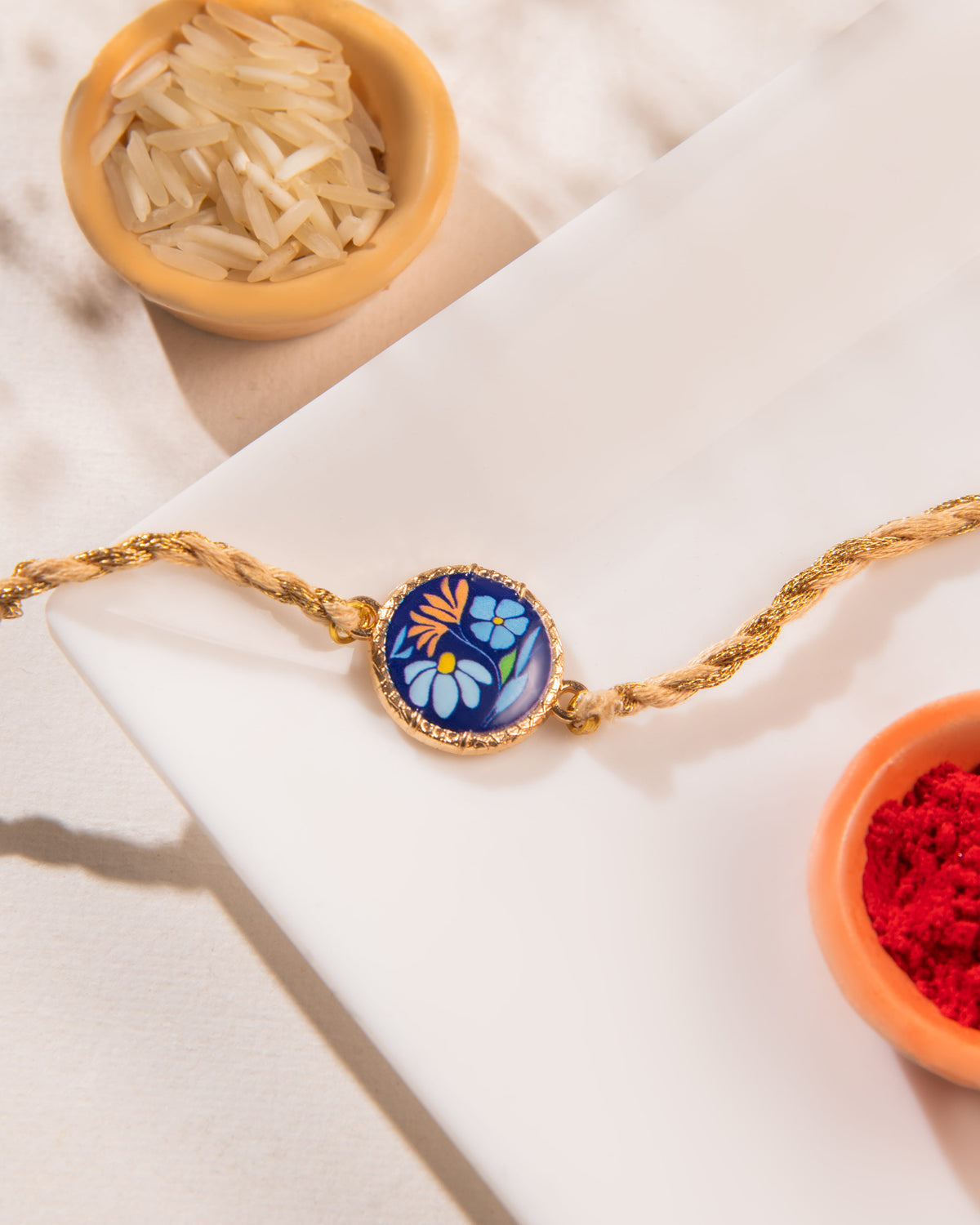 Blue Floral Thread Bracelet