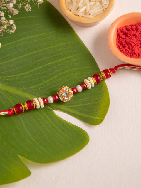 Red Beaded Bhaiya Rakhi
