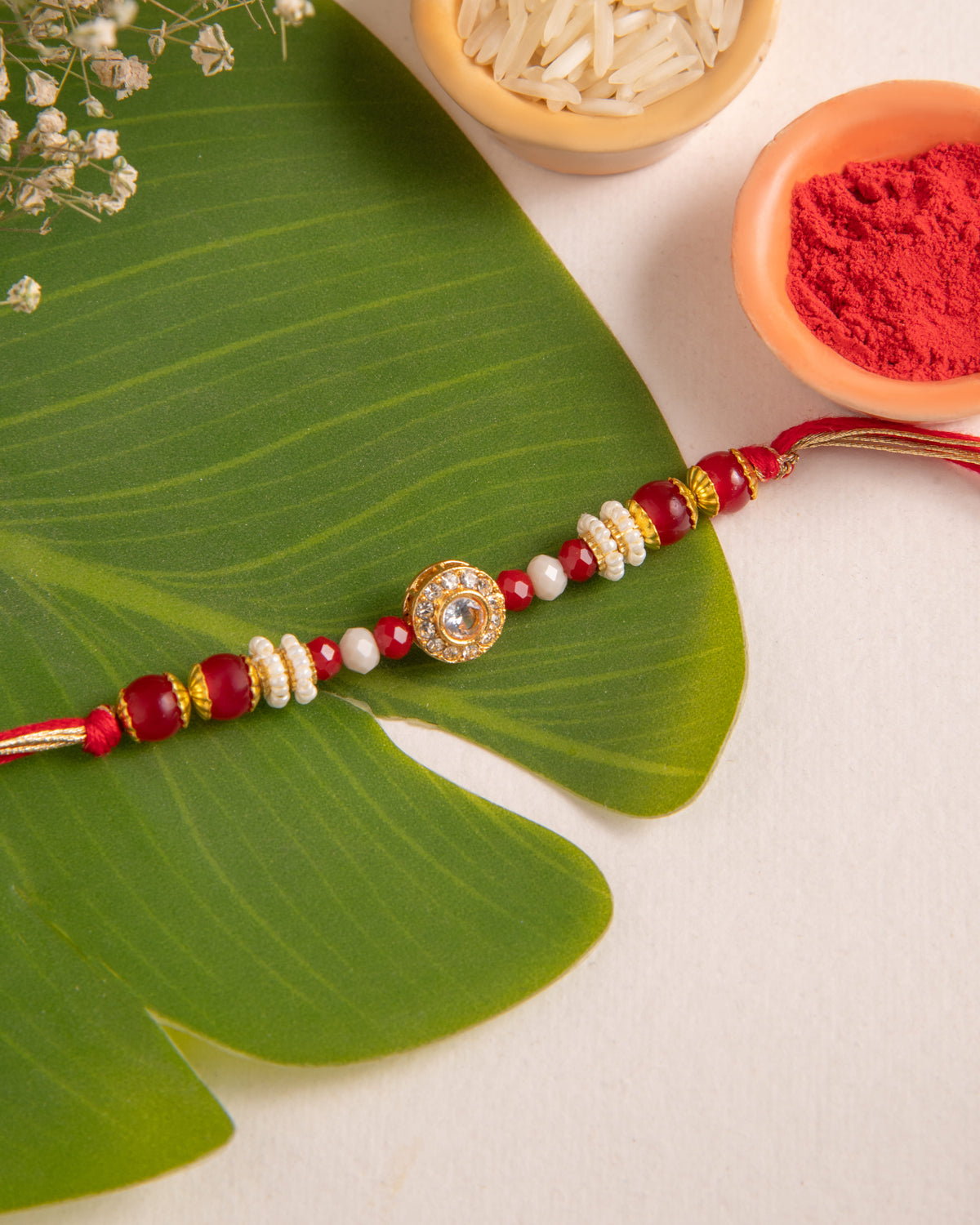 Red Beaded Bhaiya Rakhi