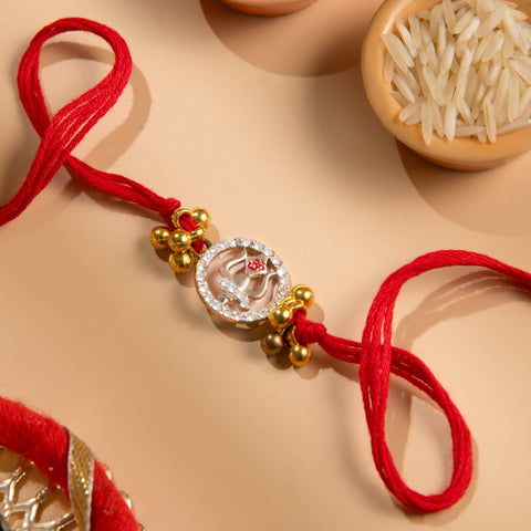 Mahadev Trishul Rakhi for Brother | Shiv Ji Trident CZ Stone Rakhi