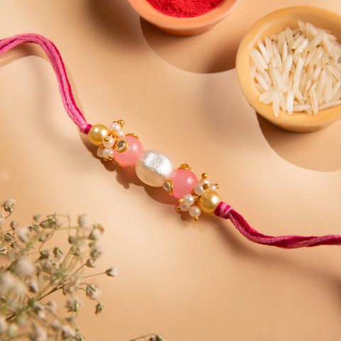 Pink Pearl Bhaiya Rakhi by Joyrias