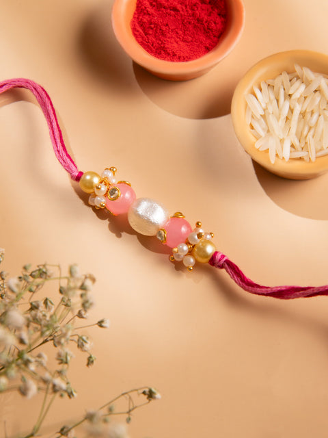Pink Pearl Bhaiya Rakhi by Joyrias