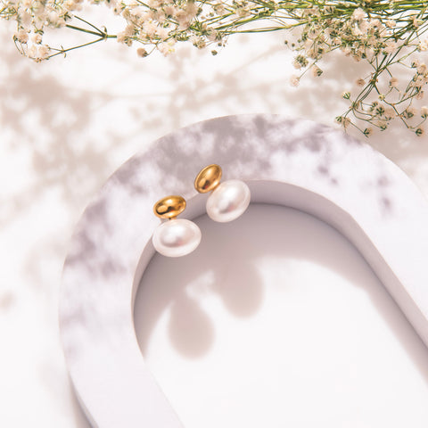 Pearl stud earrings – classic freshwater pearl stud earrings for women USA – Joyrias