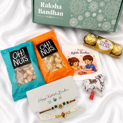 Premium Bhaiya Bhabhi Rakhi Gift Hamper – Couple Rakhi, Dry Fruits & Chocolates-FOR USA Shipping (Copy)