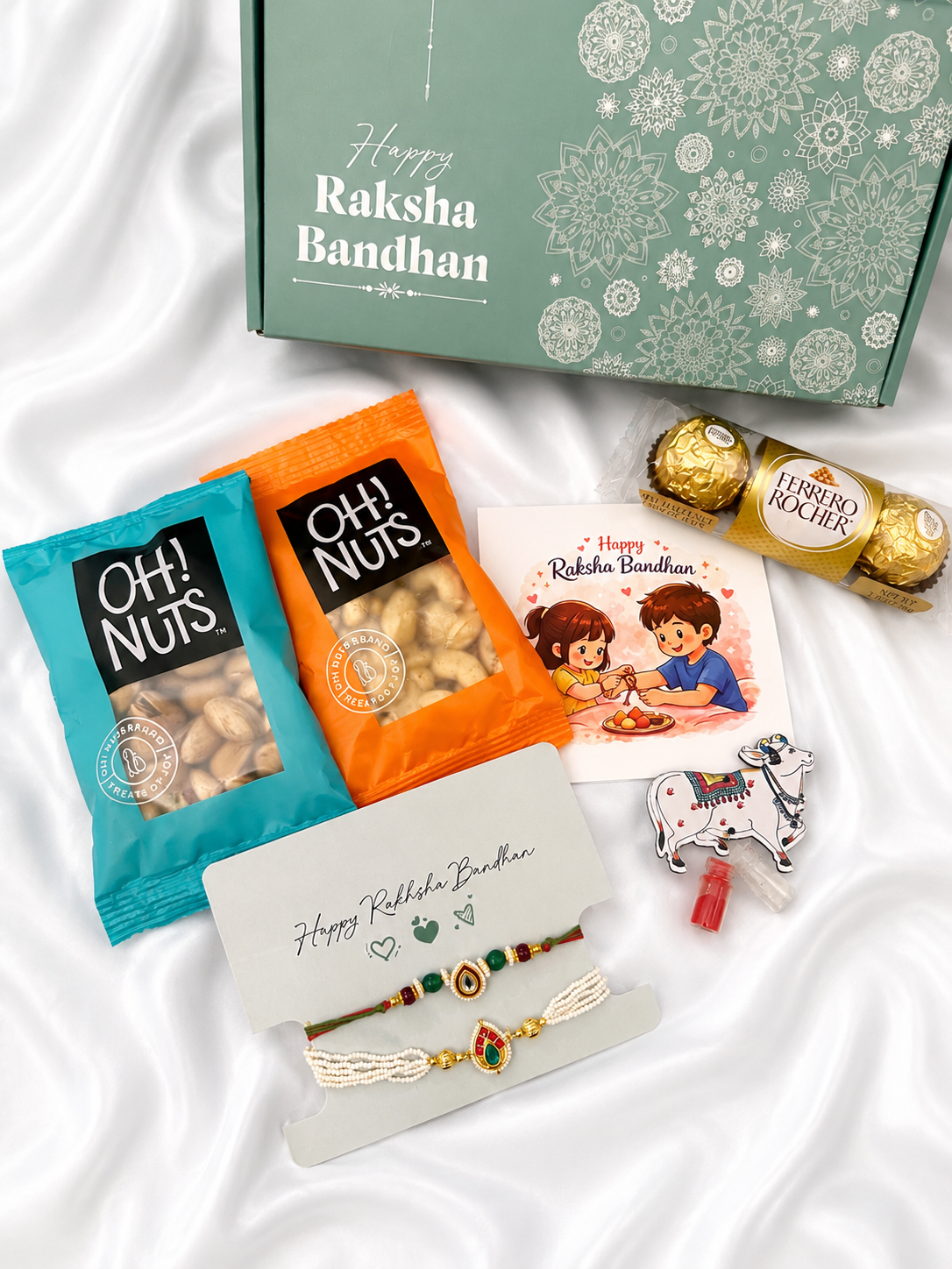 Premium Bhaiya Bhabhi Rakhi Gift Hamper – Couple Rakhi, Dry Fruits & Chocolates-FOR USA Shipping (Copy)