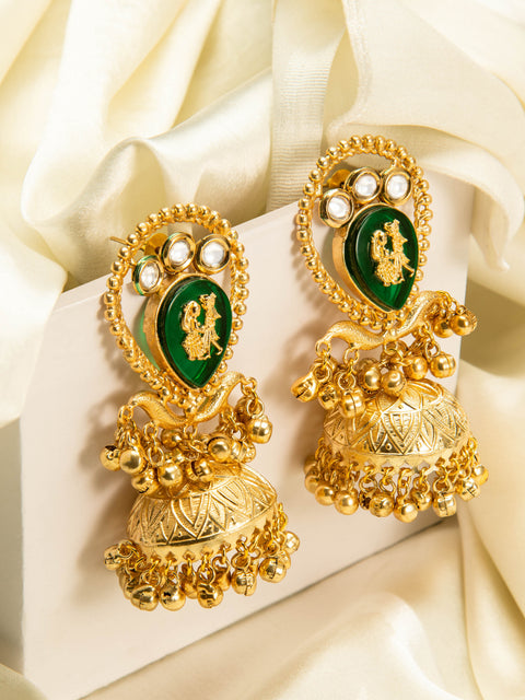 Radha Krishna Temple Jhumka Earrings