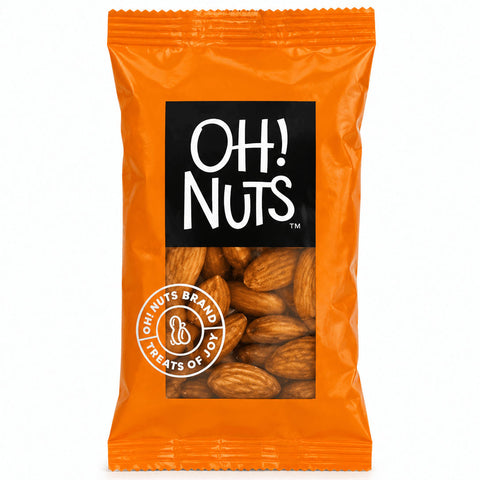 Premium roasted almonds snack pack in orange packaging, ideal for Rakhi gift hampers, festive gifting, and healthy snacking.