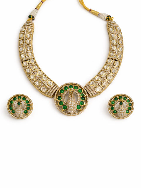 Royal Peacock Kundan Necklace Set with Ruby Stones