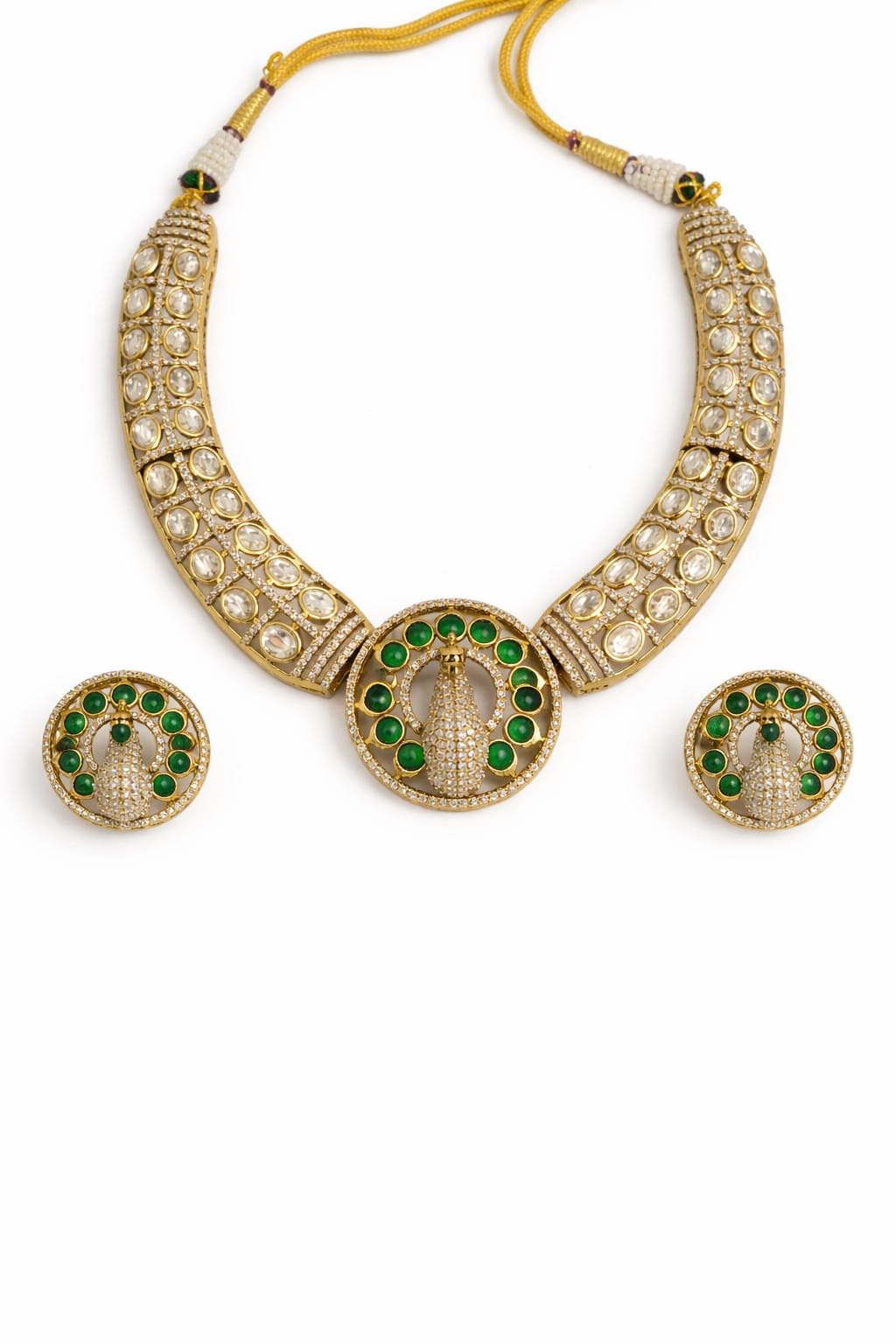 Royal Peacock Kundan Necklace Set with Ruby Stones