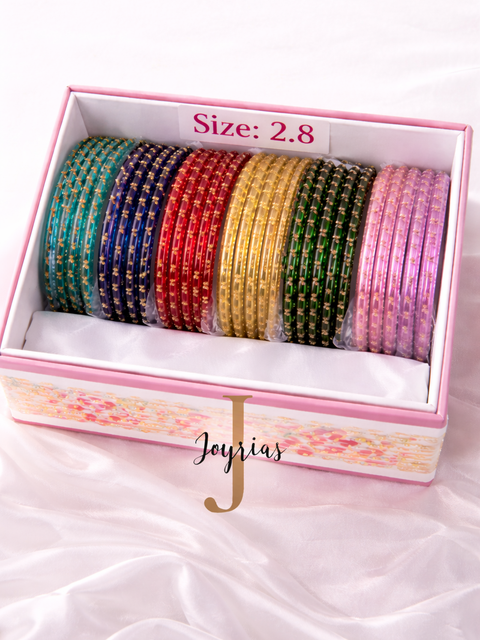 2.8 Multicolor Raindrop Glass Bangles Set | Trendy Waterdrop Stackable Bangles for Women | Mix Color Daily & Festive Wear |12 bangles in each set
