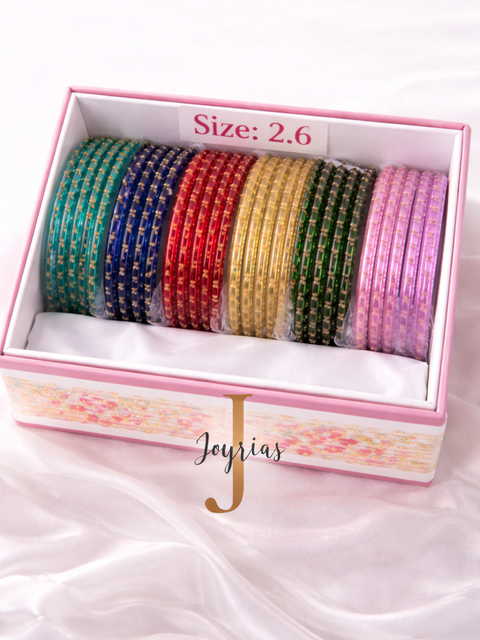 2.6 Multicolor Raindrop Glass Bangles Set | Trendy Waterdrop Stackable Bangles for Women | Mix Color Daily & Festive Wear |12 bangles in each set