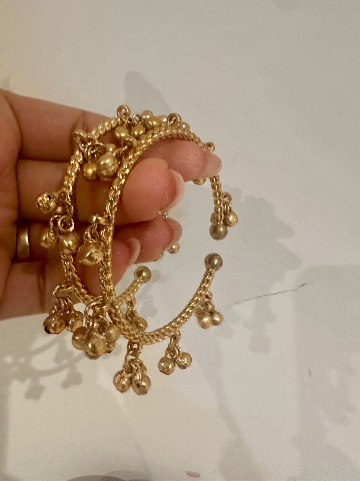 Adjustable Gold Tone Ghungroo Bangles (Pair)