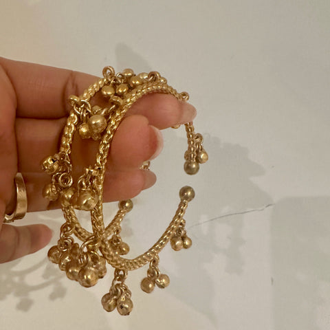 Adjustable Gold Tone Ghungroo Bangles (Pair)