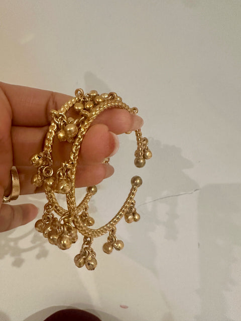 Adjustable Gold Tone Ghungroo Bangles (Pair)