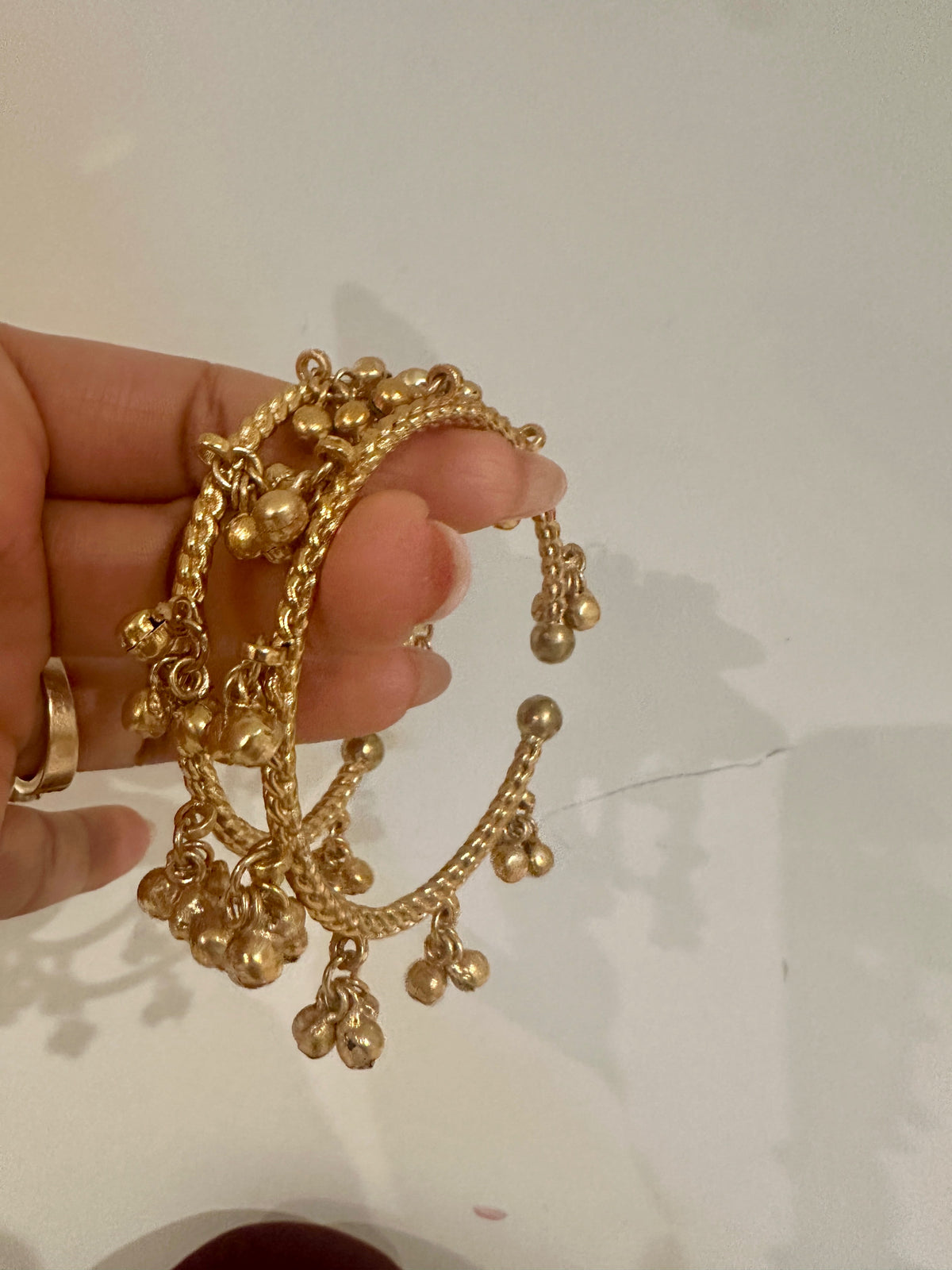 Adjustable Gold Tone Ghungroo Bangles (Pair)
