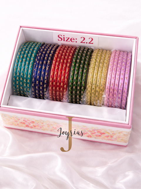 2.2 Multicolor Raindrop Glass Bangles Set | Trendy Waterdrop Stackable Bangles for Women | Mix Color Daily & Festive Wear |12 bangles in each set