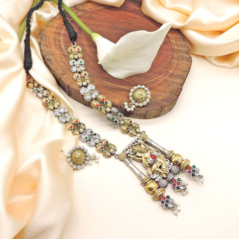 Dual Tone Ganesha Pendant Necklace Set with Earrings – Traditional Statement Jewelry