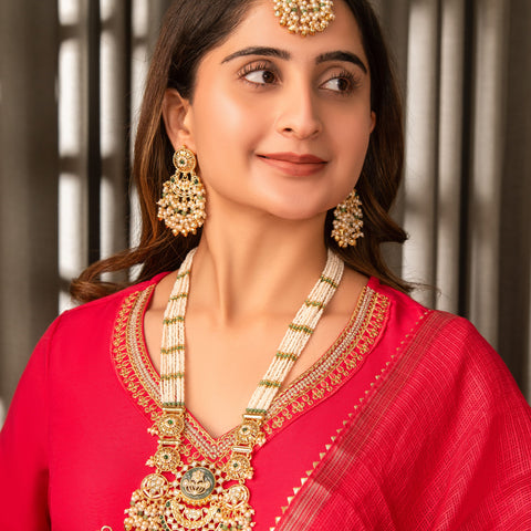 Bridal Pearl Layered Necklace Set with Maang Tikka | Indian Jewelry USA