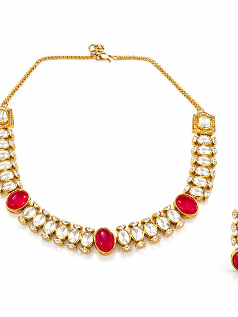 Emerald Green Moissanite Kundan Necklace Set